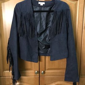 Just Fab Suede like fringe jacket